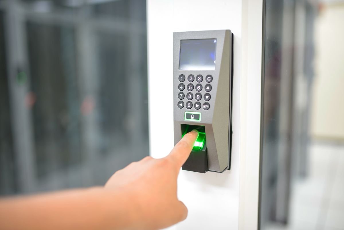 Person using a biometric scanner for secure identity verification